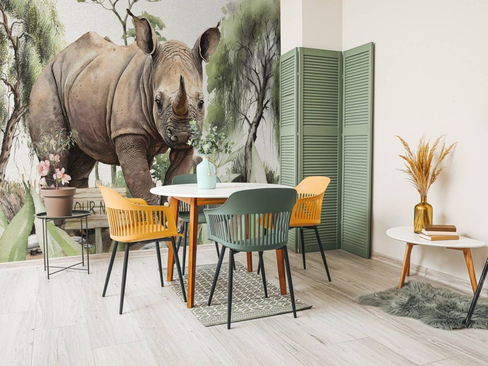 Baby neushoorn op de savanne