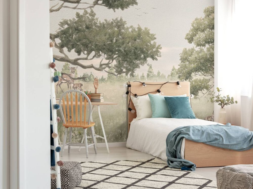 Landschap met dieren in beige