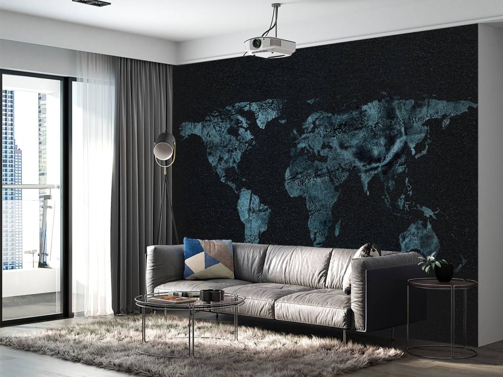 Blauwe wereldkaart