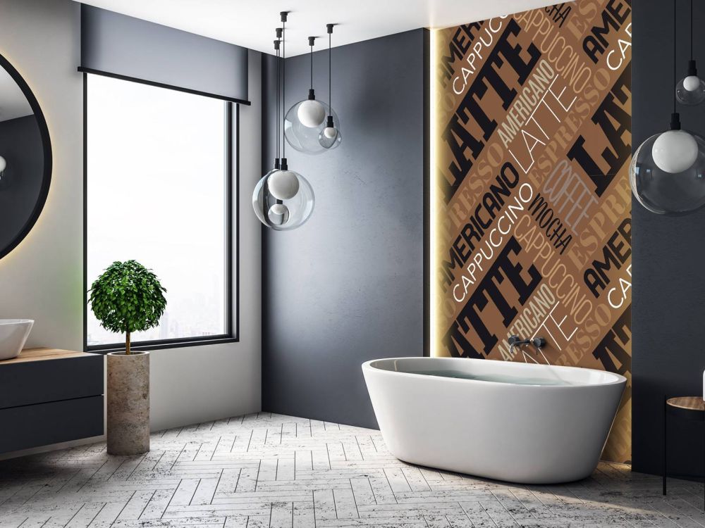 Behang met koffie teksten