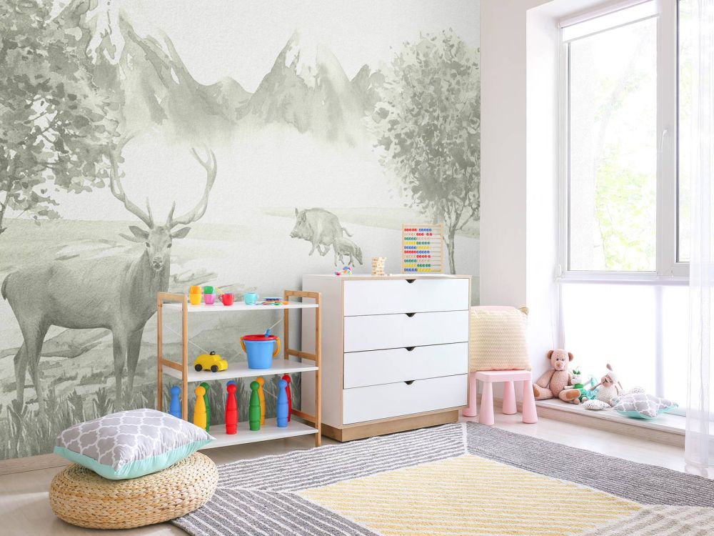 Bos met dieren in groen