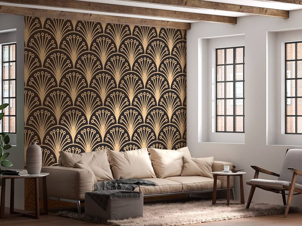 Gouden art deco bloemen