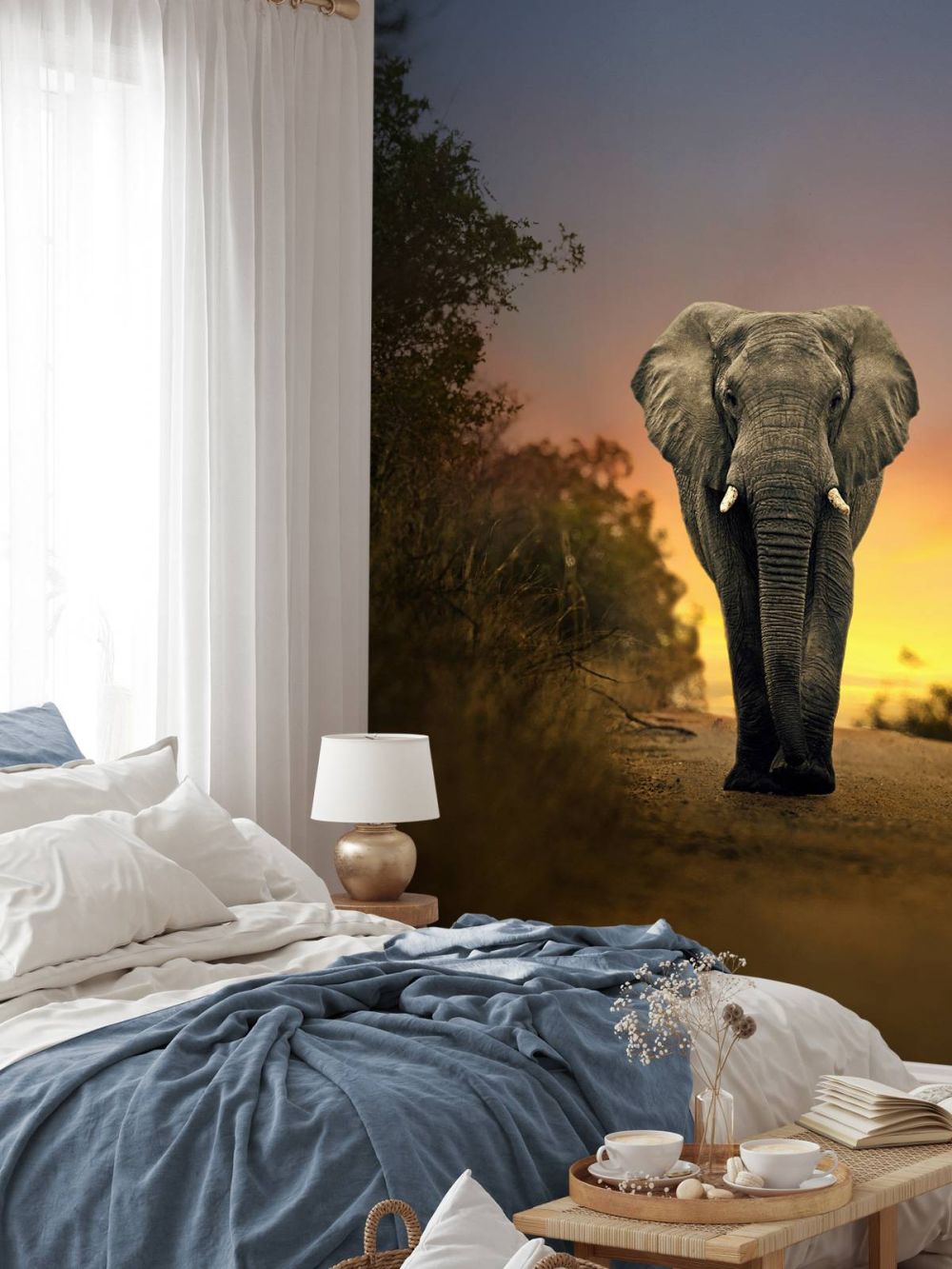 Olifant in de zonsondergang