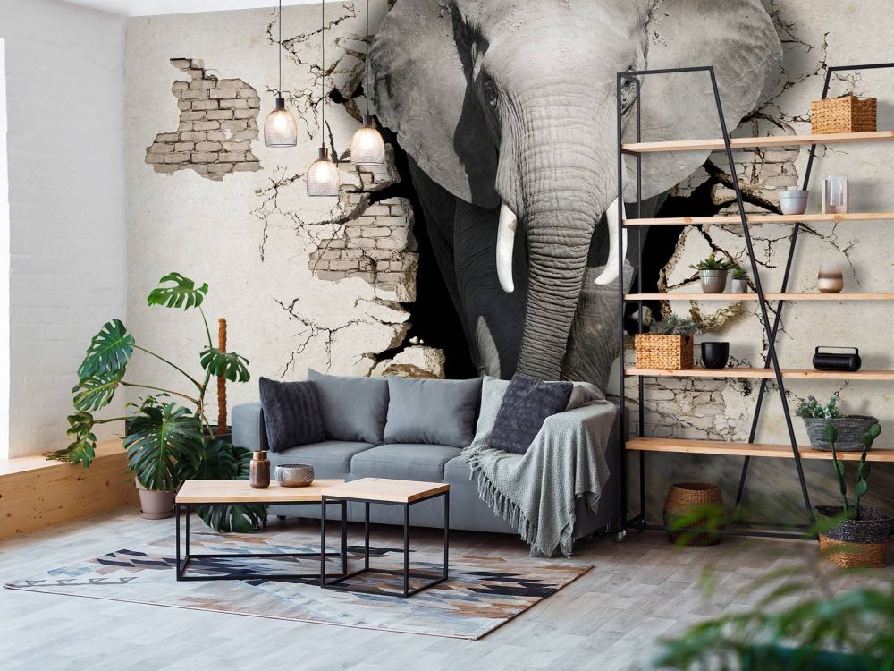 3D Olifant uit de muur