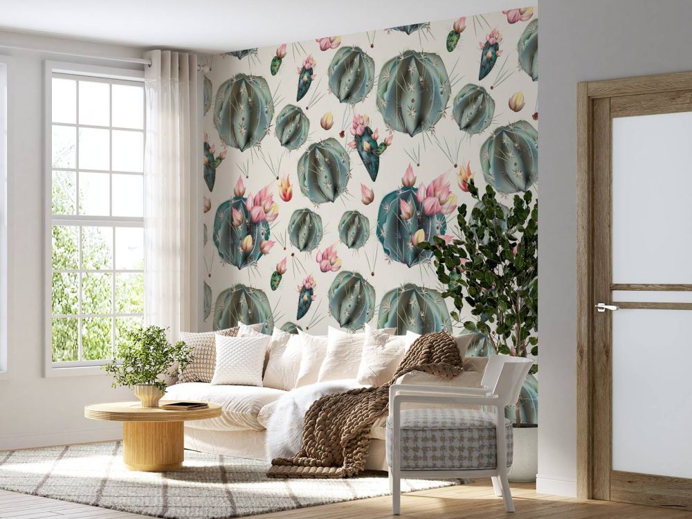 Cactussen met bloemen