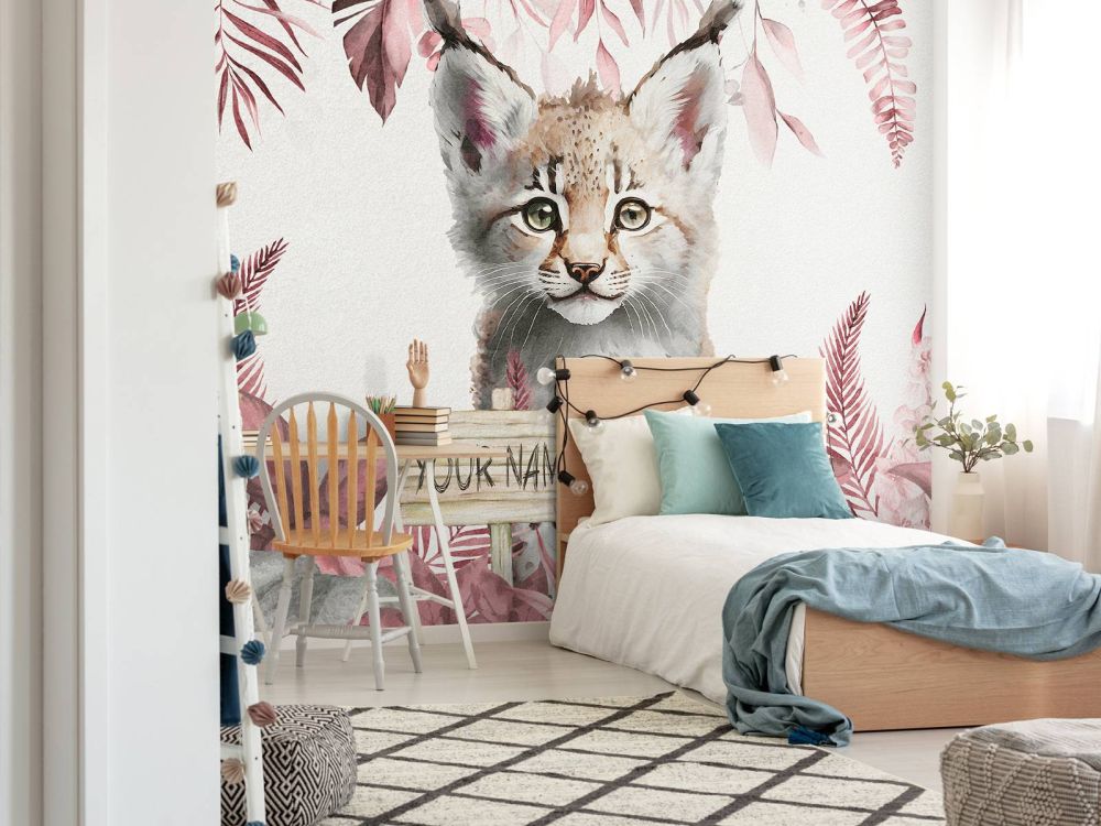Baby lynx in de jungle roze