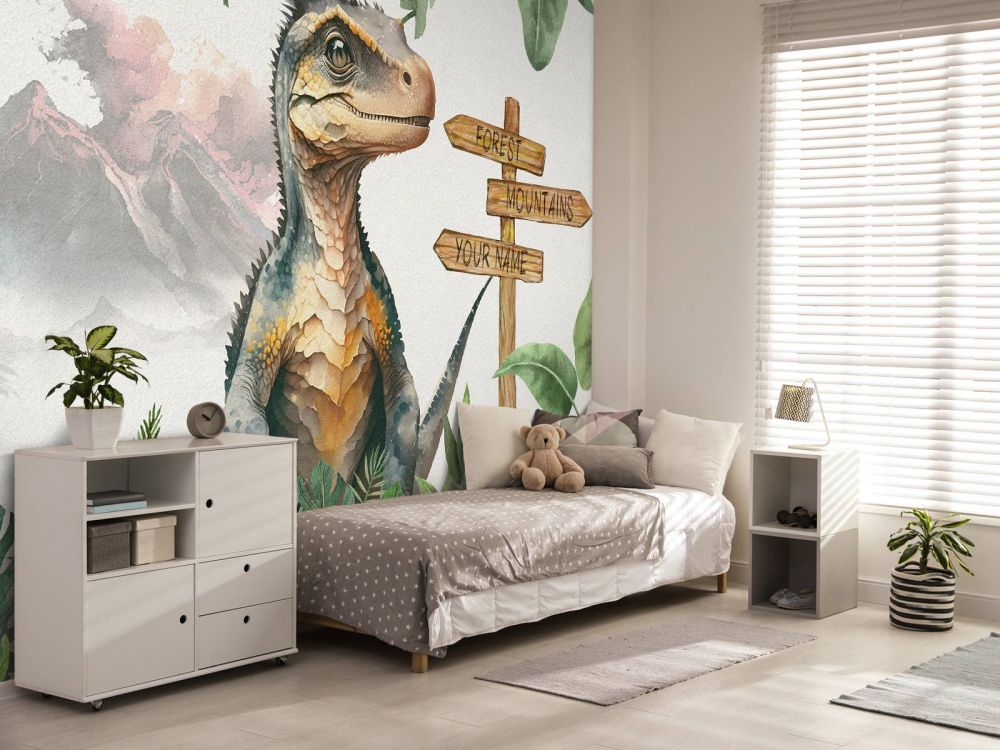 Baby velociraptor in de jungle