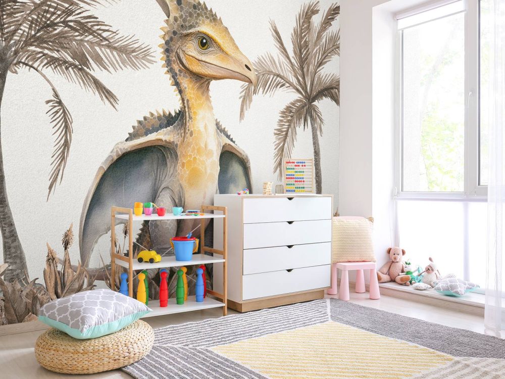 Baby pteranodon in de jungle taupe