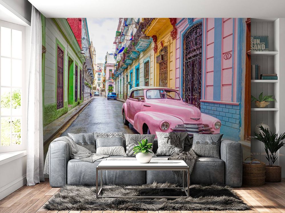 Roze vintage auto