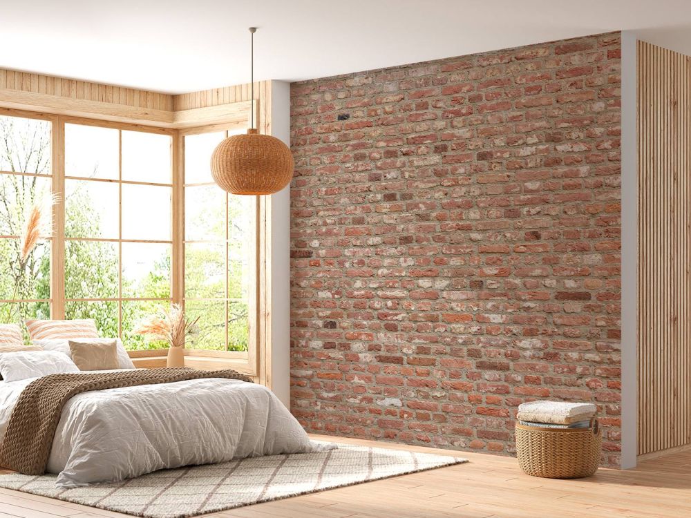Muur met verschillende kleuren bakstenen