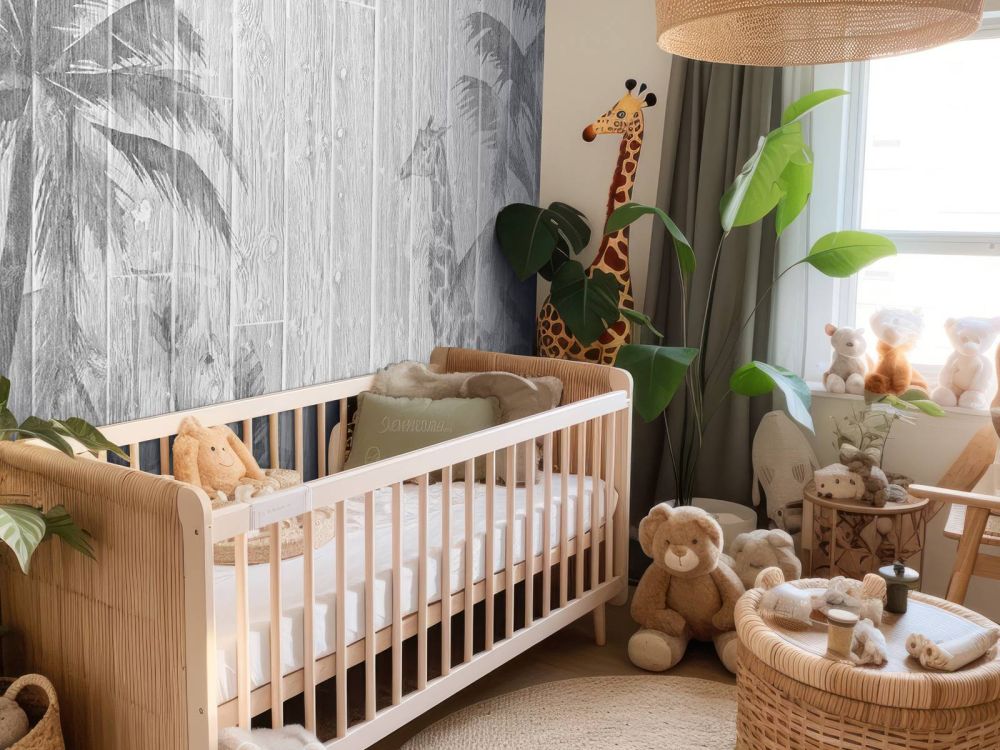 Vrolijke jungle dieren op hout