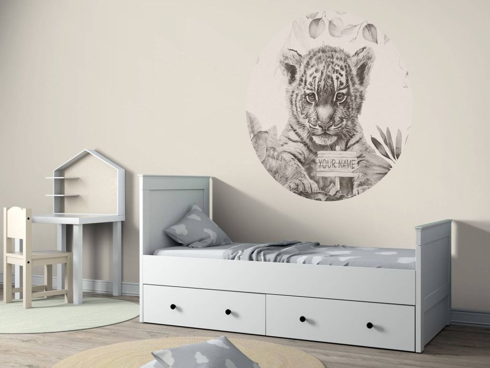Schattige tijger met planten beige