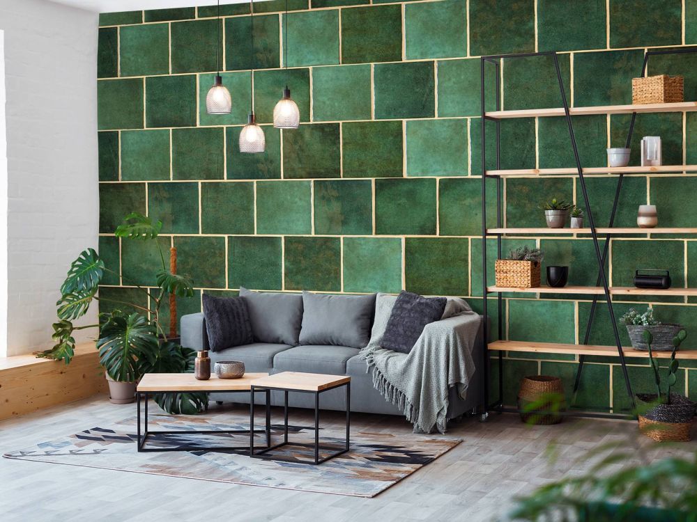 Groene keramische tegels