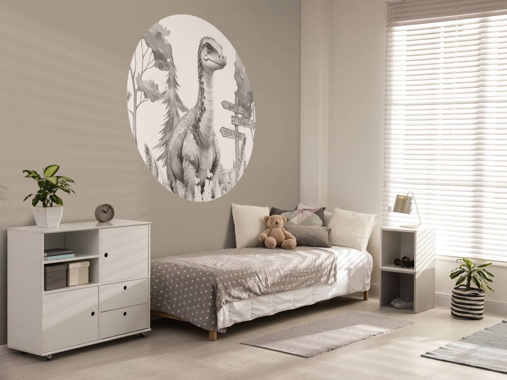 Baby brachiosaurus in de jungle beige