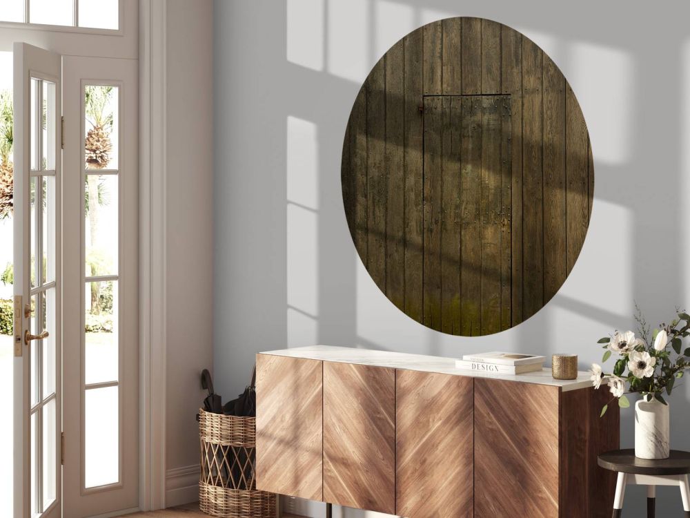 Houten muur met deur