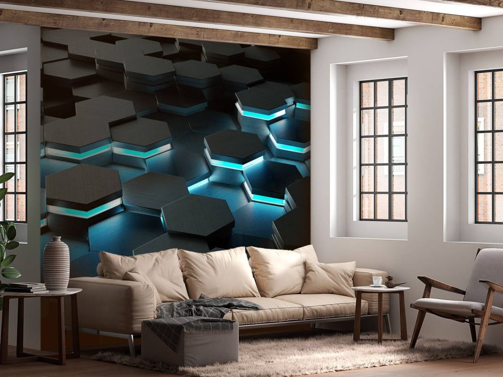 Oplichtende 3D hexagons