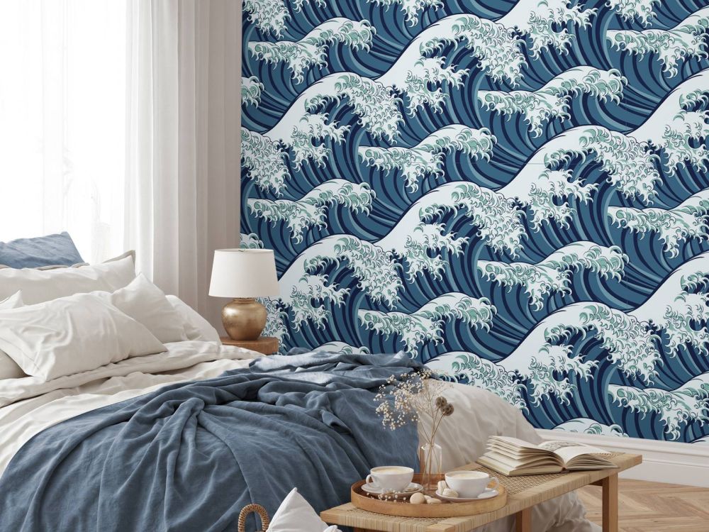 Blauwe wilde golven