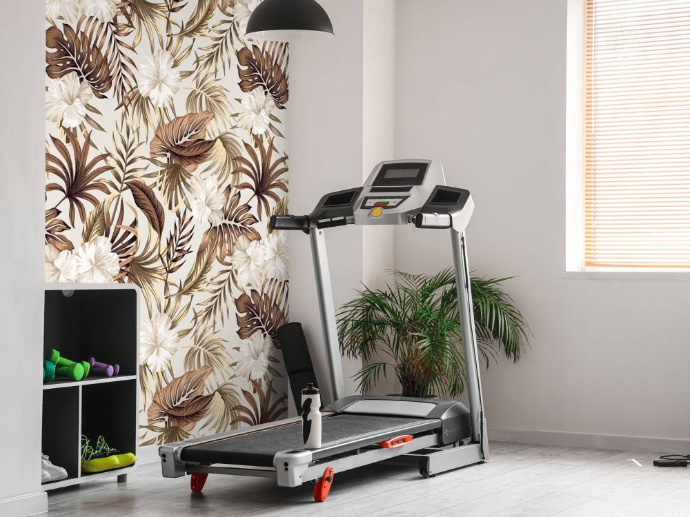 Tropische bloemen, beige
