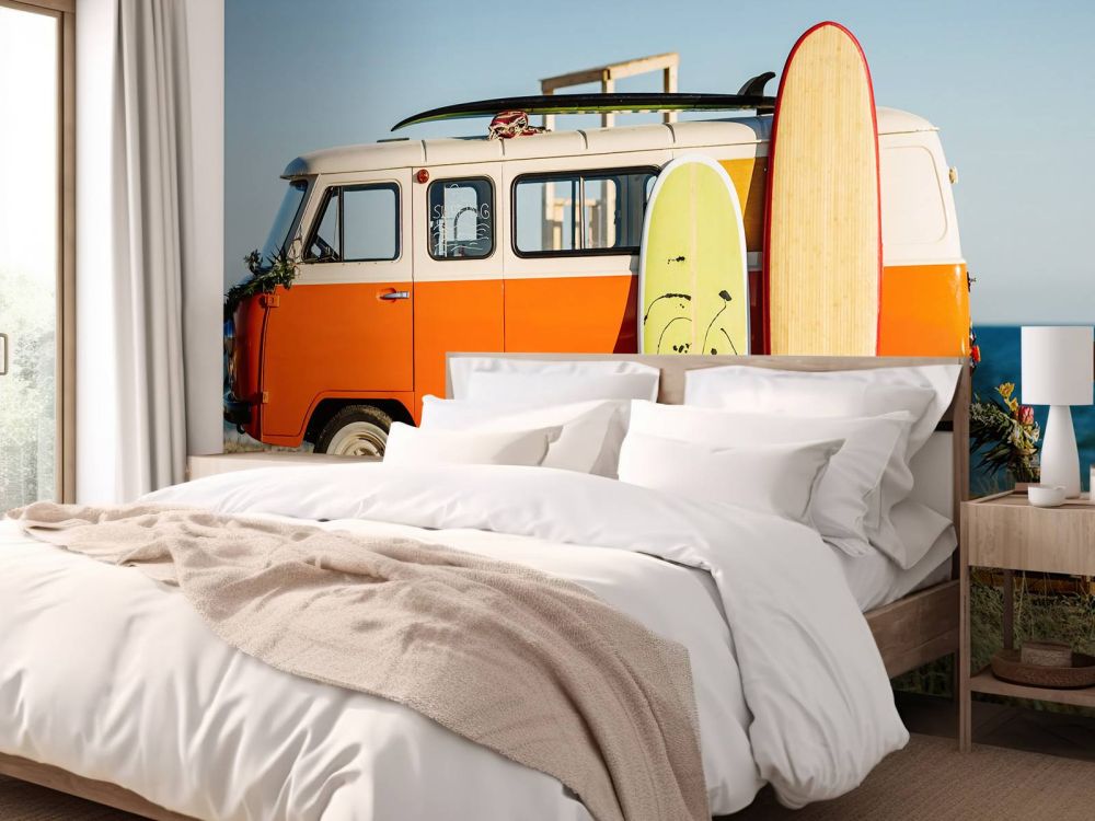 Bus met surfplank