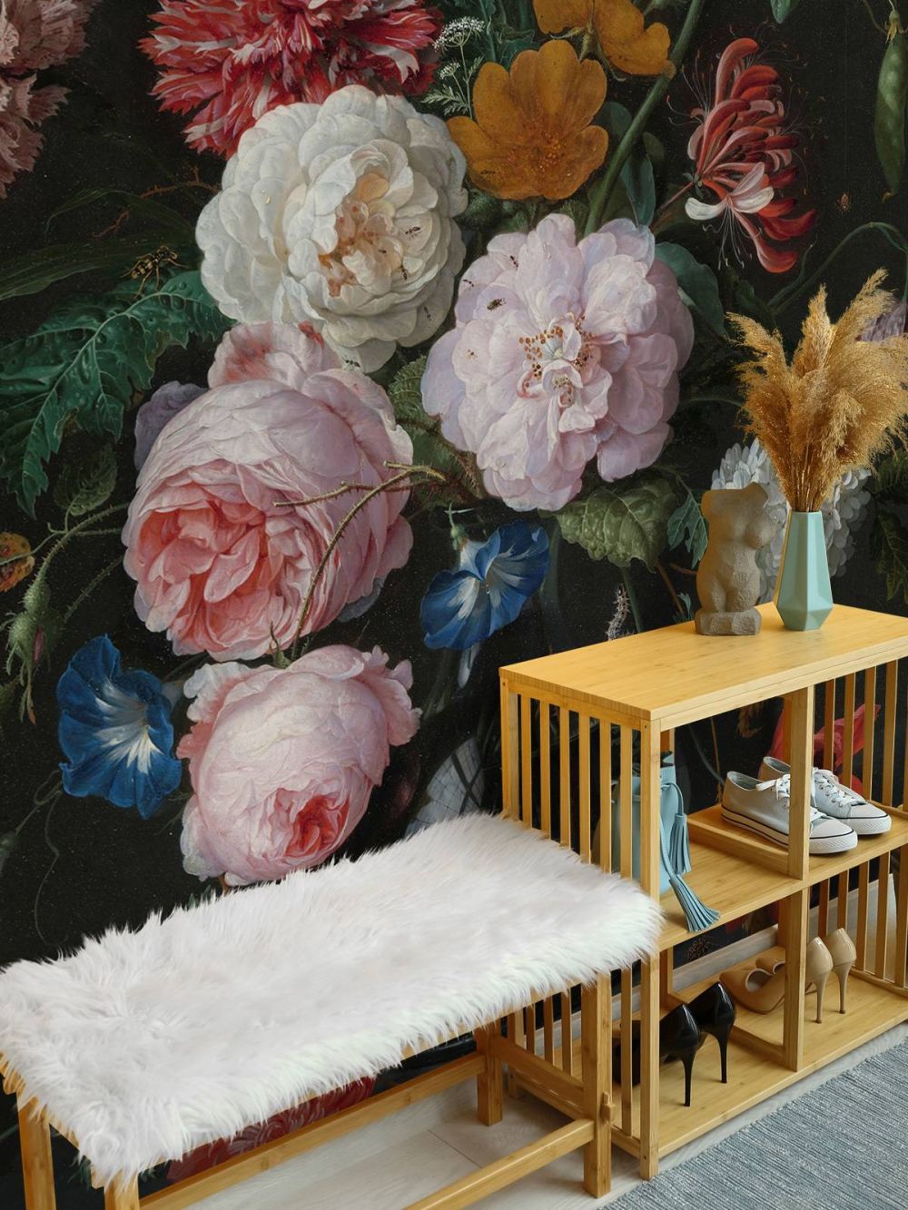 Stilleven met bloemen in een glazen vaas