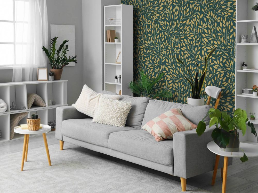 Luxe bloemenpatroon geelgoud