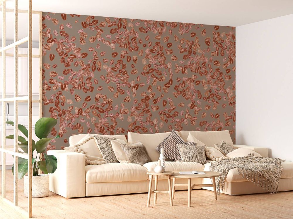 Kleine blaadjes op taupe