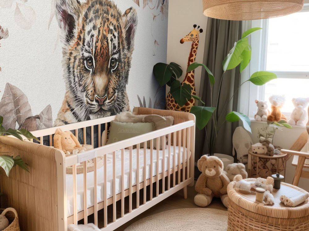 Schattige tijger met planten taupe