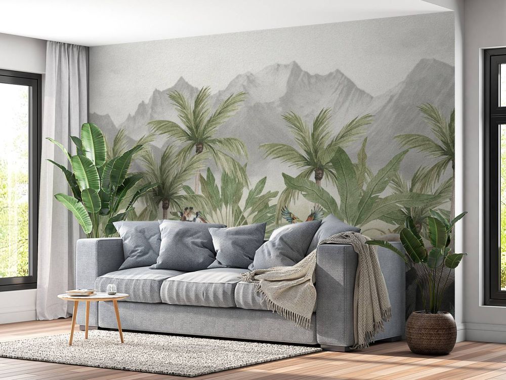 Berglandschap met dieren in kleur