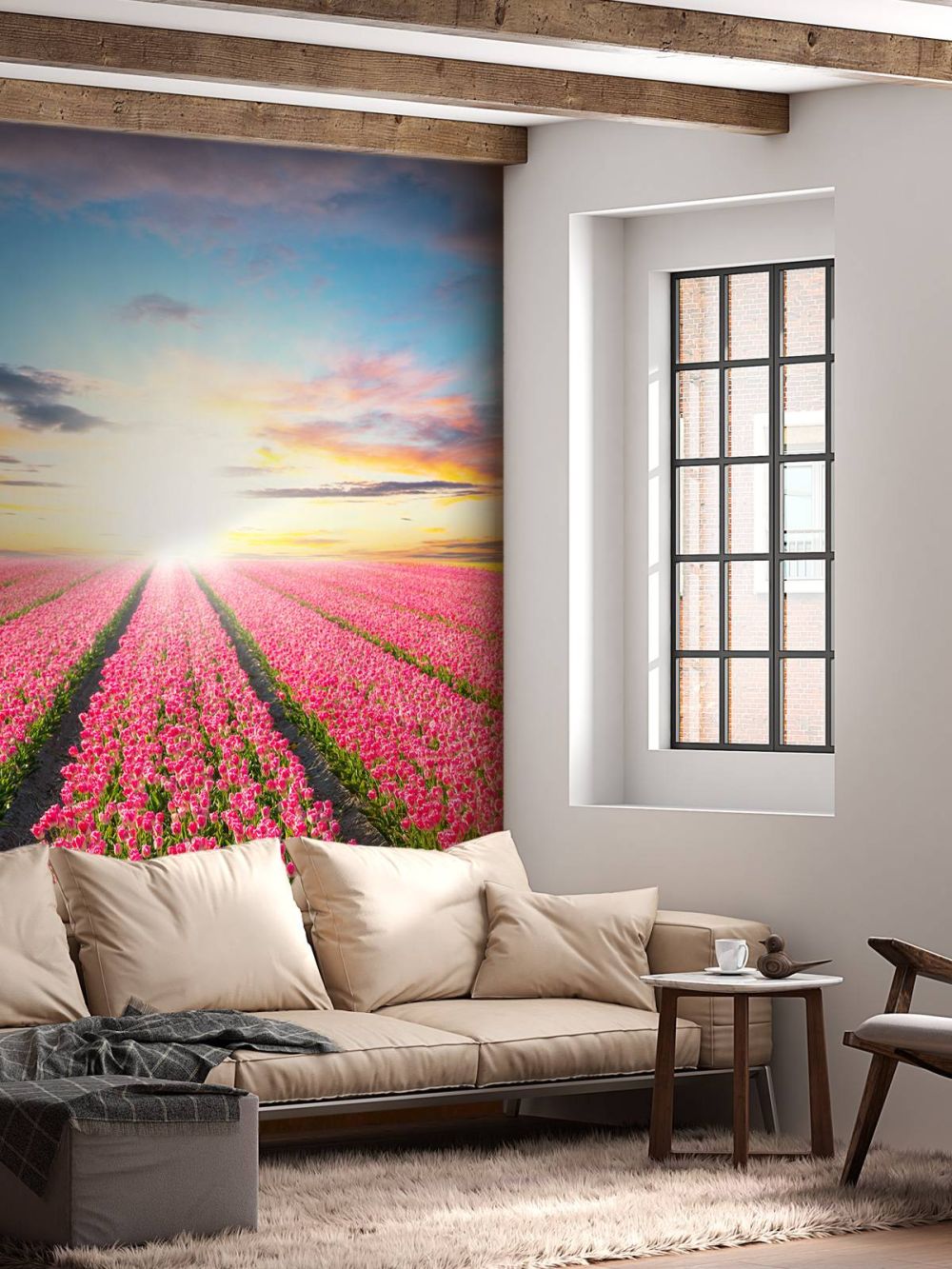 Tulpen met opkomende zon