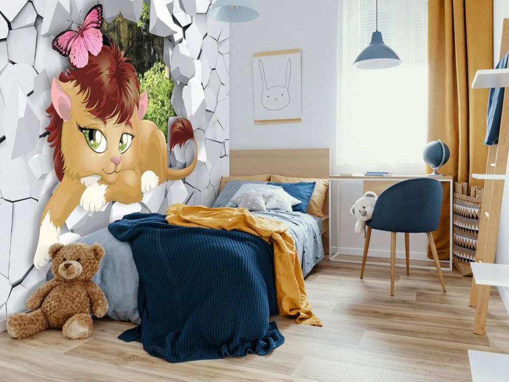 Leeuw in een muur
