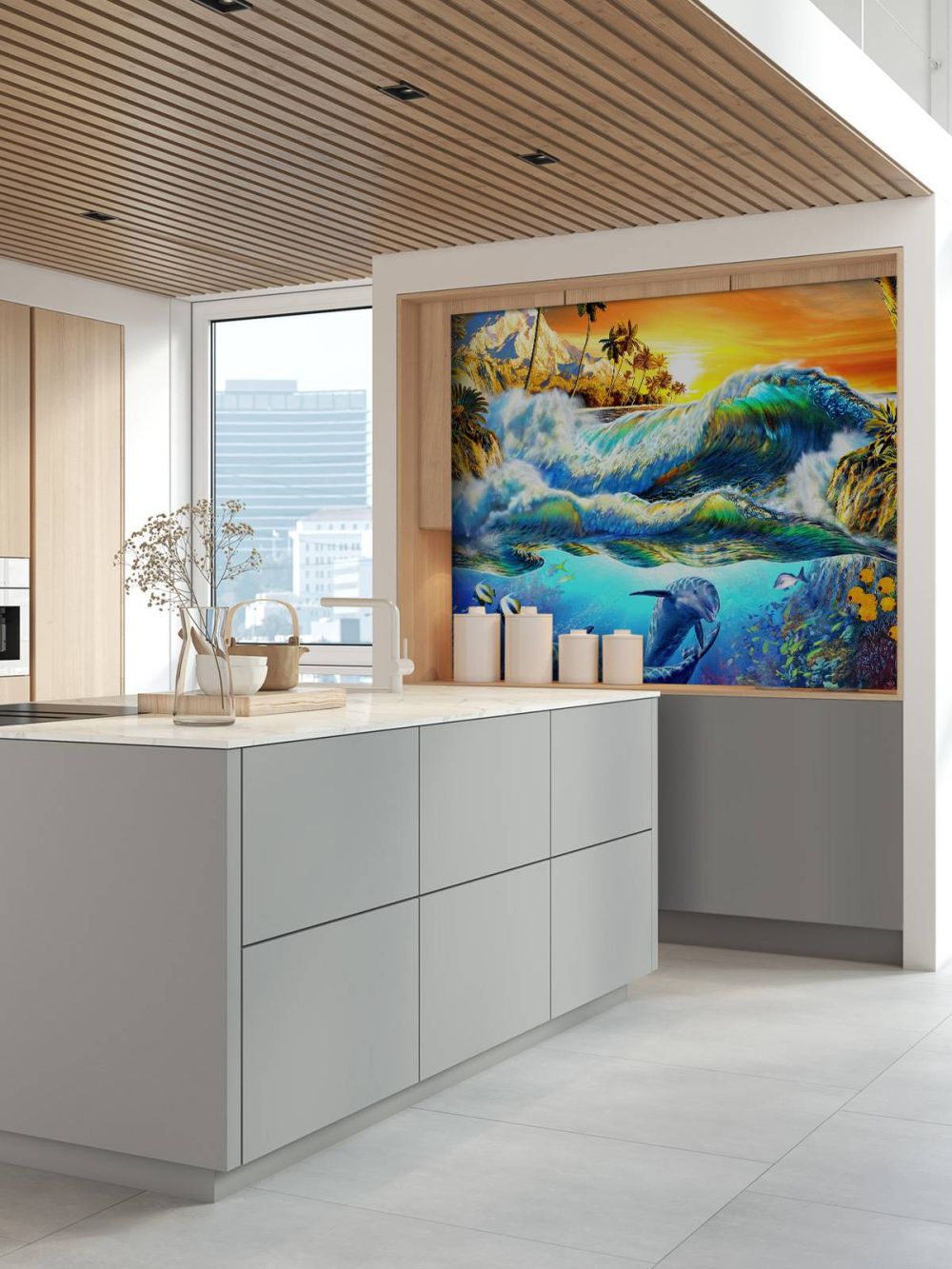 Hawaian Dawn_Waves and Dolphins