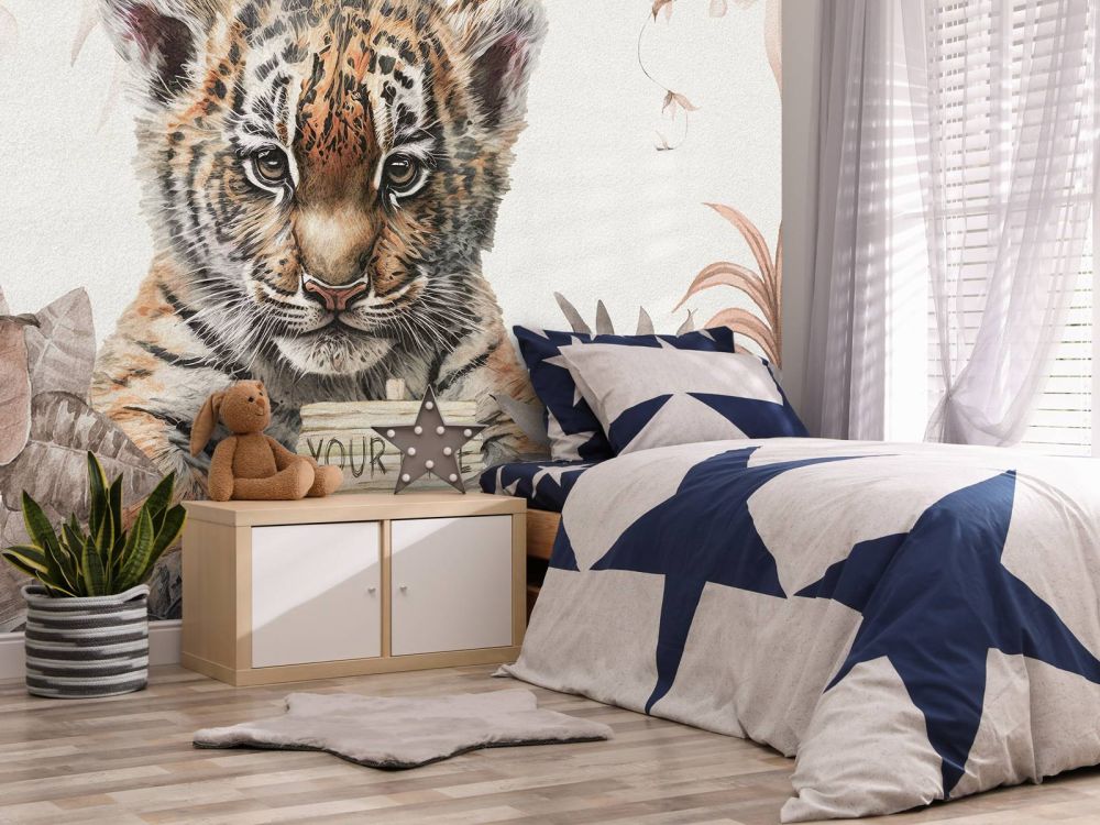 Schattige tijger met planten taupe
