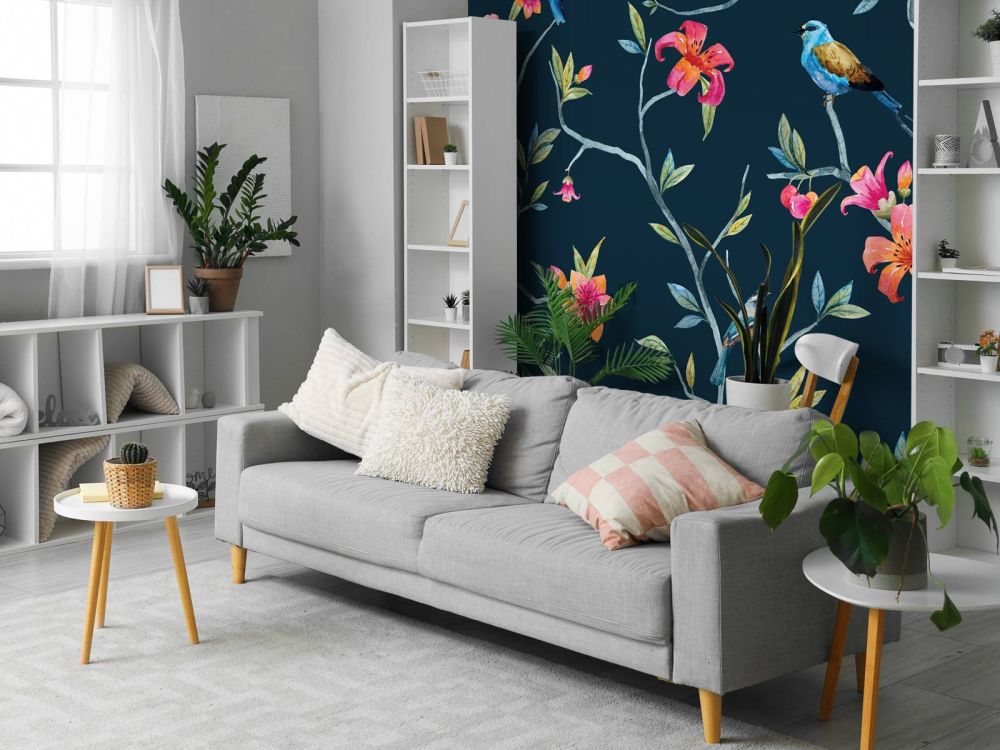 Tropische bloemen en vogels