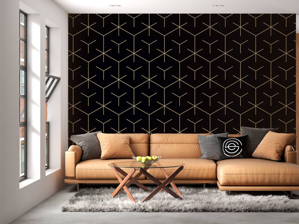Geometrische hexagons, zwart