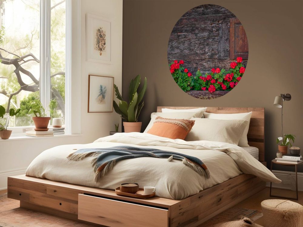 Oud hout met bloemen