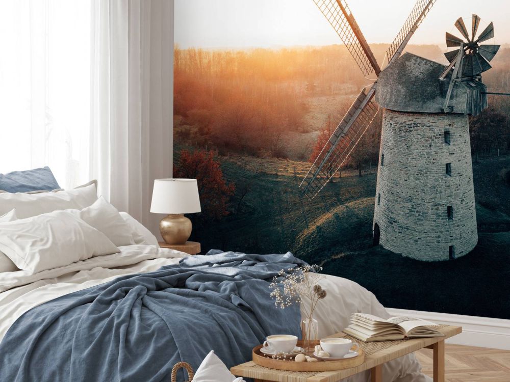 Windmolen in prachtig licht bij zonsondergang