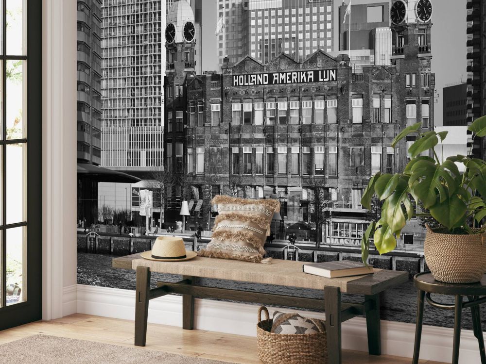 Hotel New York in zwart wit Rotterdam 