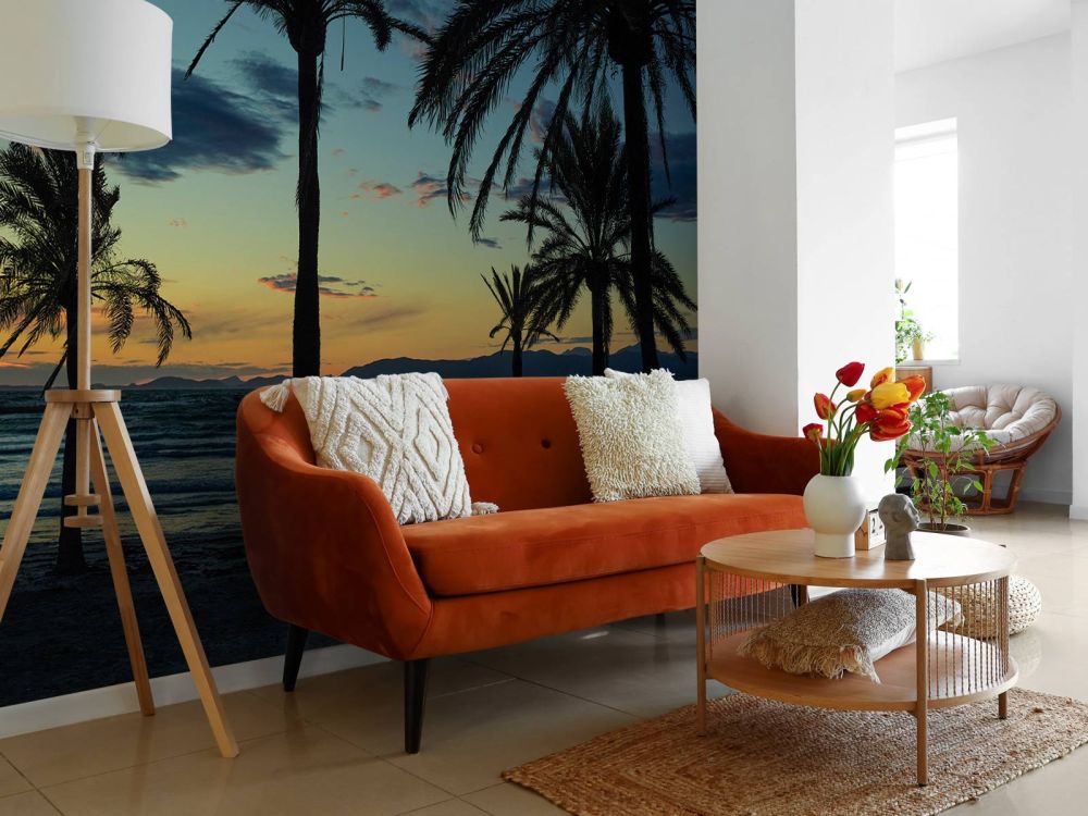 Palmbomen bij zonsondergang