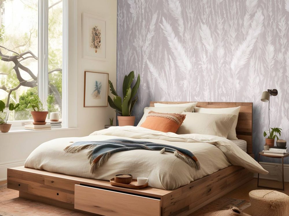 Wall of field grasses - taupe