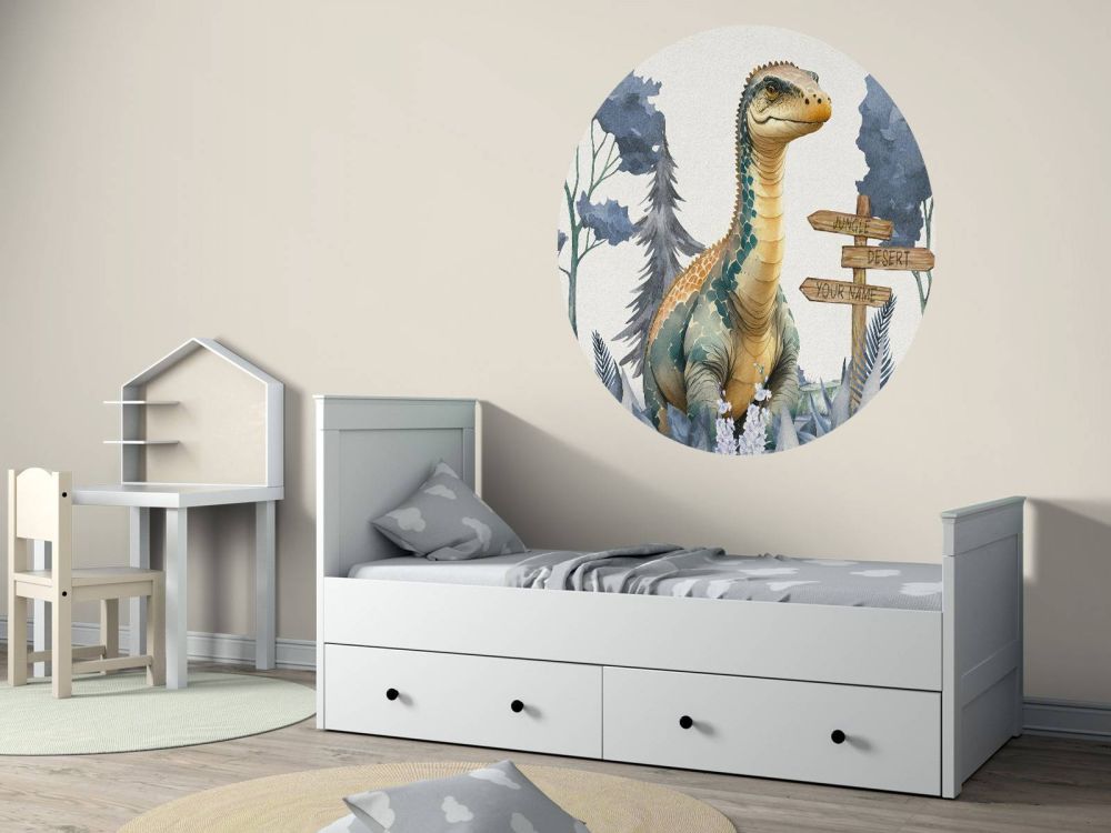 Baby brachiosaurus in de jungle blauw
