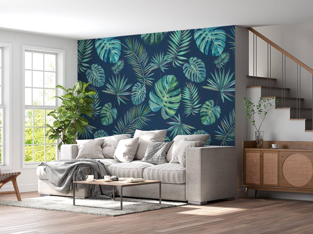 Palmbladeren en monstera