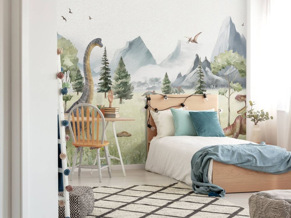 Landschap met dino's in kleur
