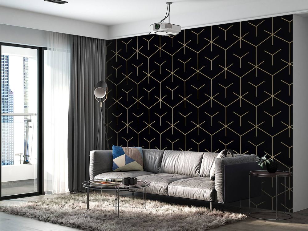 Geometrische hexagons, zwart