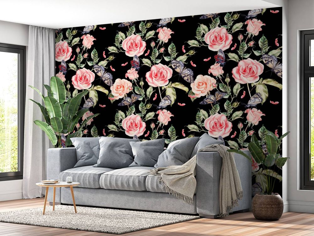 Bloemen en vlinders van waterverf