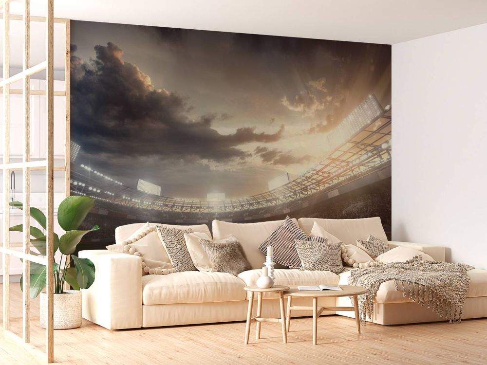 Stadion bij zonsondergang
