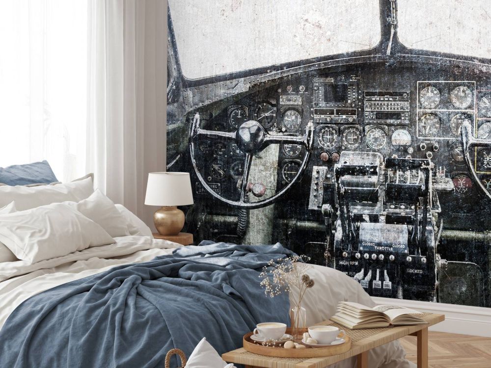 Vintage vliegtuig cockpit