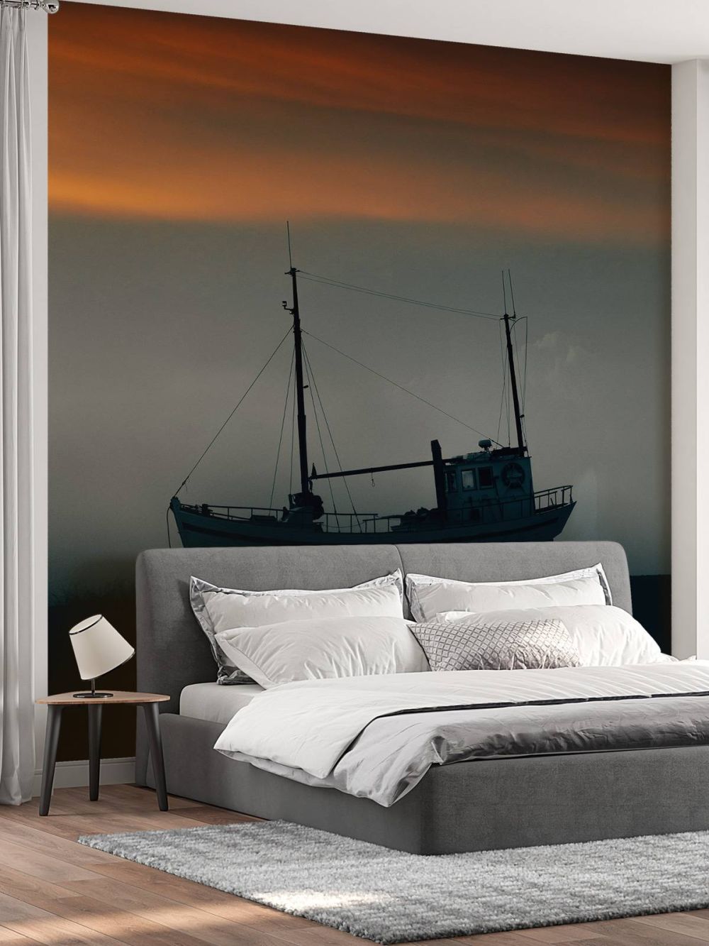 Boot tijdens de zonsondergang