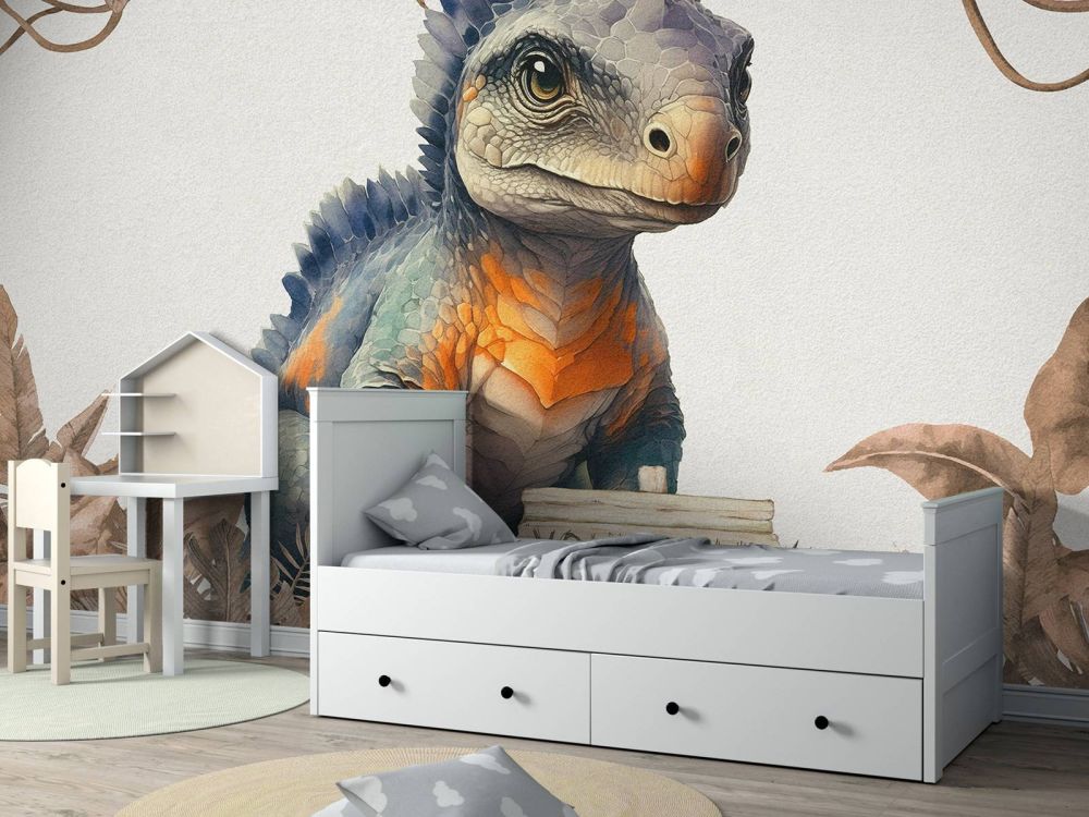 Baby ankylosaurus in de jungle taupe