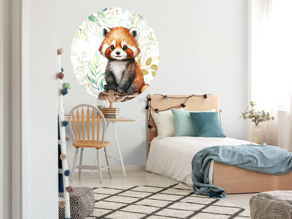 Schattige rode panda en bladeren