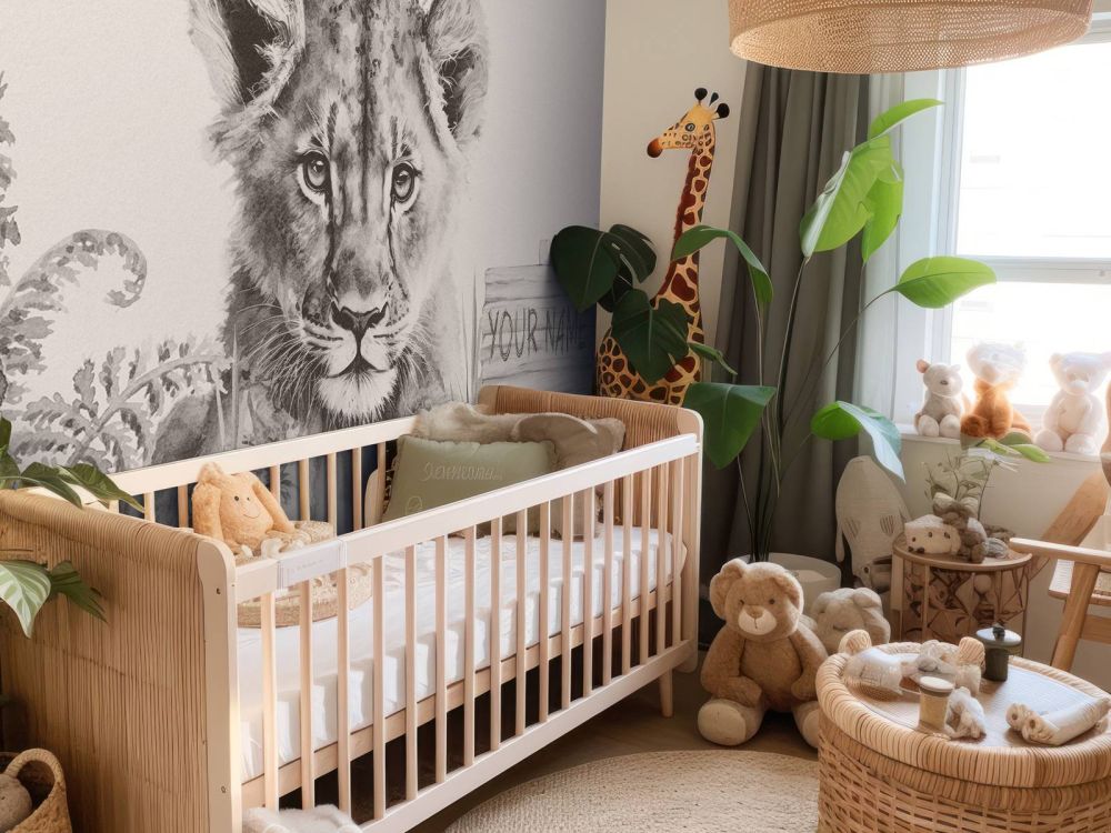 Jonge leeuw in de jungle beige